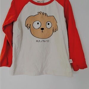 Mainio Finland Neutral Gender Kids Red and White Dog Print Shirt